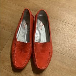 Marc Joseph Orange Leather Manhasset Loafers Slip-Ons